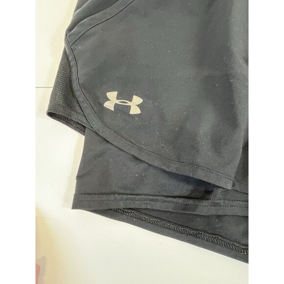 Under Armour Running Shorts. Black.Womens Sz Large Heat Gear. Loose Fit. Pockets - Picture 3 of 8